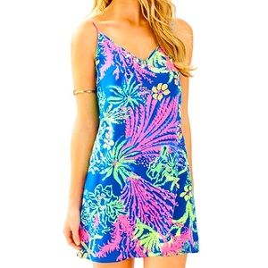 Lilly Pulitzer Lela Silk Dress, Indigo All Glow, Size XS